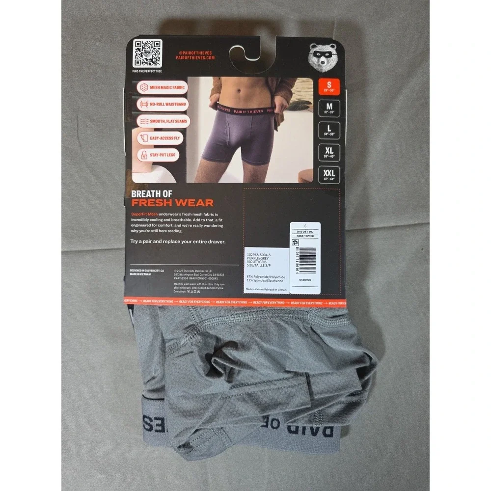 Pair of Thieves Men's Super Fit Boxer Briefs 2pk Size Small Purple / Grey